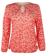 Customer Return Michael Kors Women's Plus Size Floral Keyhole Neck Peasant